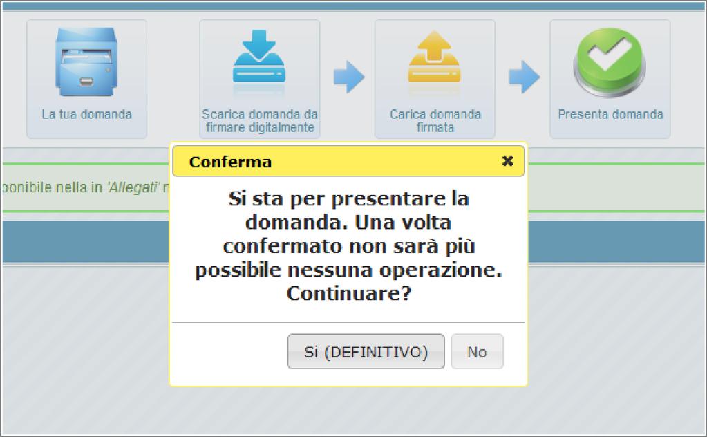 Ora potete premere il pulsante Presenta domanda.