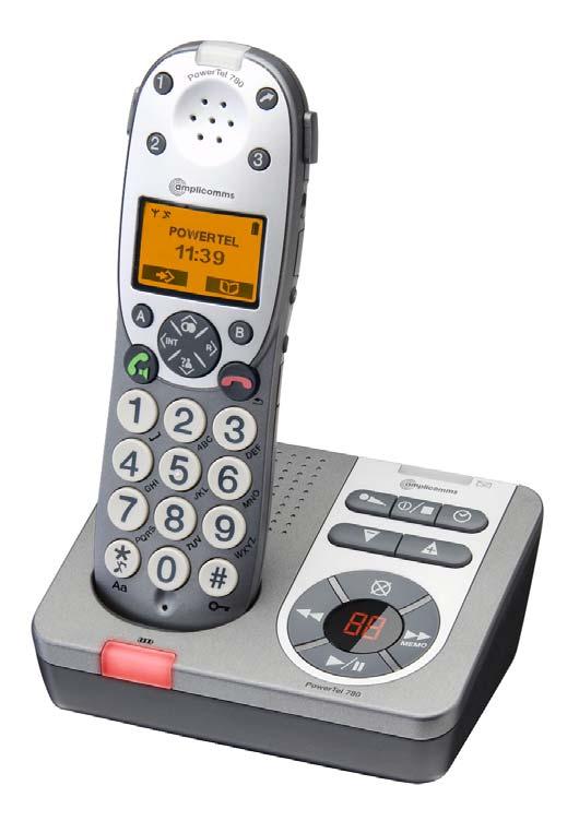 PowerTel 780 Telefono senza fili con segreteria telefonica integrata e numerose funzioni confort per sentire e vedere meglio FUNZIONI COMPONENTE MOBILE: Display LC a 2 righe con matrice a punti extra