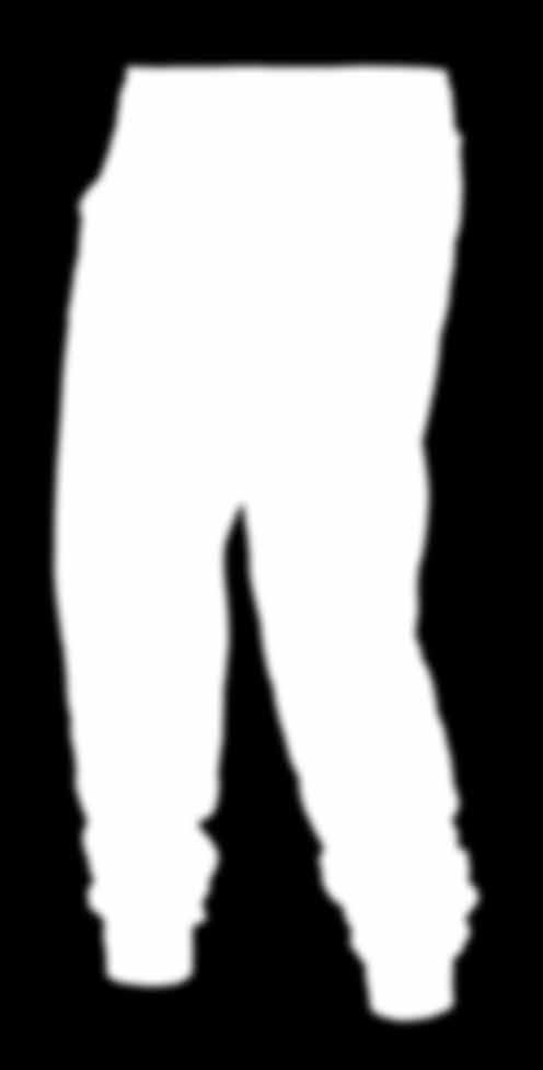 Vita e fondo gamba in costina elasticizzata. Presenta una tasca frontale a marsupio e una tasca posteriore. Vita regolabile con cordino. Stampa frontale in serigrafia.