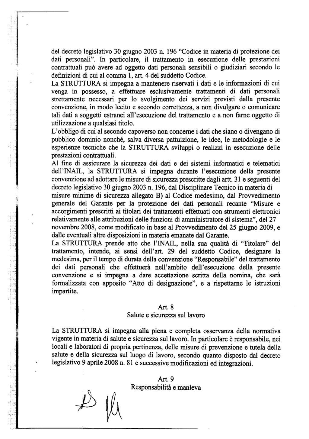 , l del decreto legislativo 30 giugno 2003 n. 196 "Codice in materia di protezione dei dati personali".