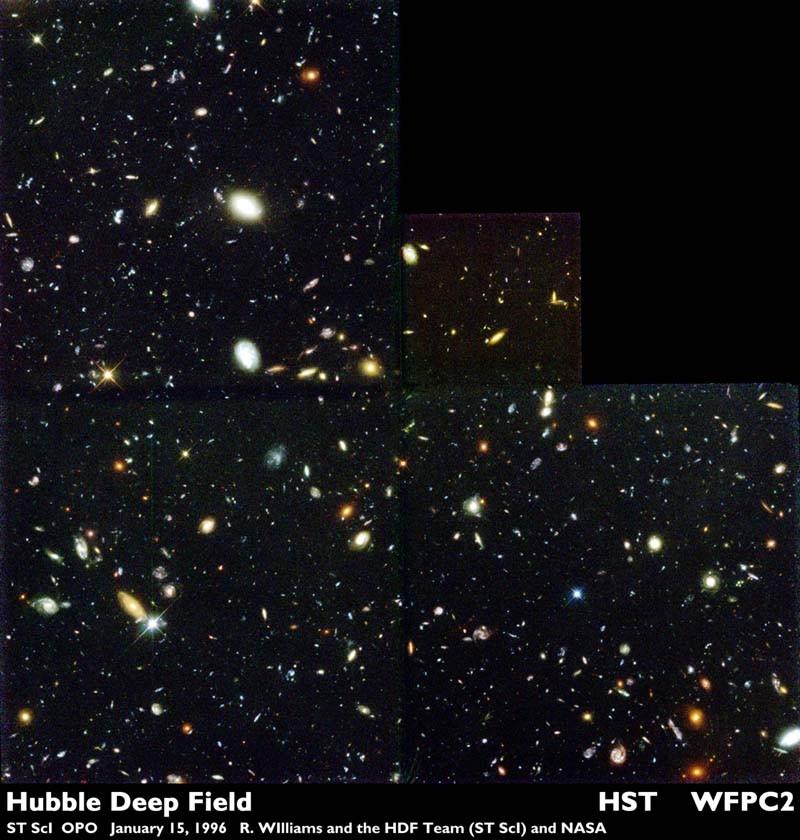 Hubble Deep Field HST WFPC2 (1995) 10 giorni di osservazione continua Vicino al grande carro in una zona senza