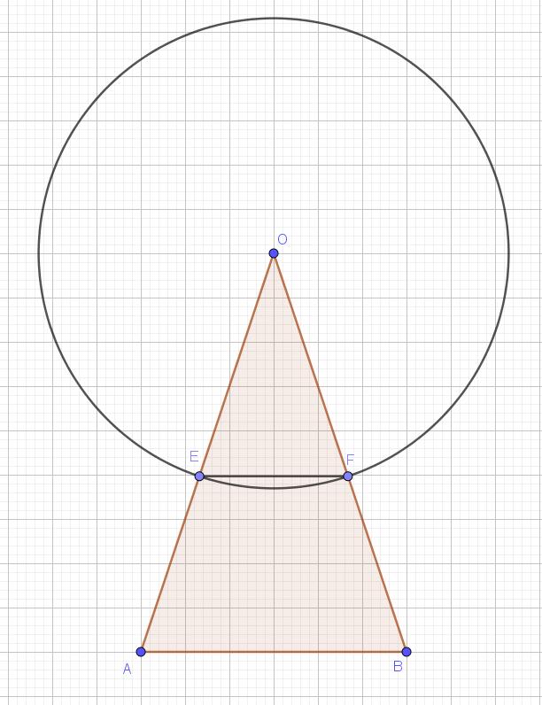 5 Un triangolo isoscele OAB ha il vertice O nel centro di una circonferenza e i lati OA e OB intersecano tale circonferenza rispettivamente nei punti E ed F.