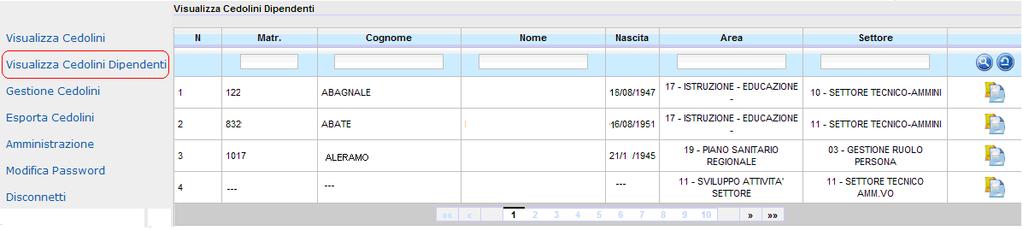 Per ogni cedolino viene riportato il mese e l anno di appartenenza ed il possibile stato del cedolino stesso, corredato dall informazione della data e ora del caricamento.