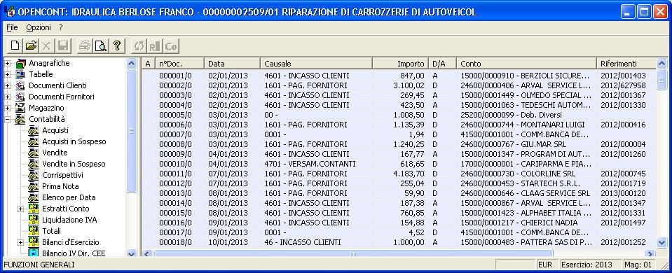 Movimenti di Prima Nota in