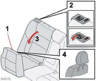 04 Interni Sedile posteriore Portabottiglie (optional) NOTA L indicatore rosso non deve essere visibile quando lo schienale viene riportato nella posizione originaria.