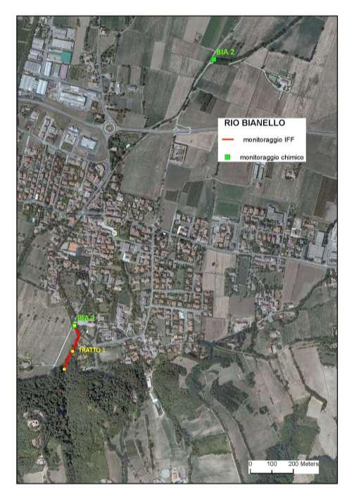 Il monitoraggio pre - intervento è stato pianificato in relazione ai tratti e alle sezioni fluviali interessati dai