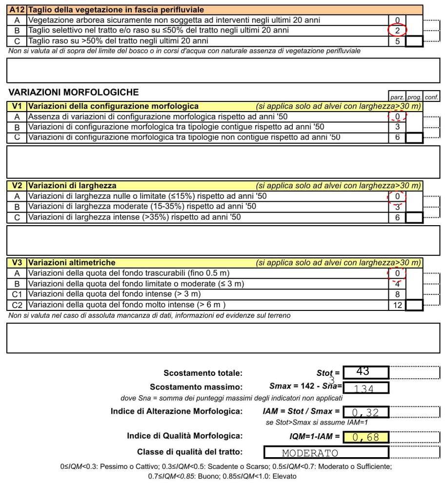 Il tratto, non confinato sinuoso, appare essere in stato morfologico moderato (IQM indicativamente pari a 0,68).