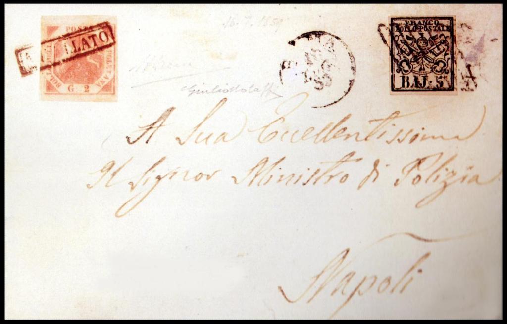 Altre affrancature miste sono note con francobolli sardi (rarissime) o italiani (molto rare) durante il periodo (1863-1867) di assenza di convenzione postale, carenza che indusse talora i mittenti a