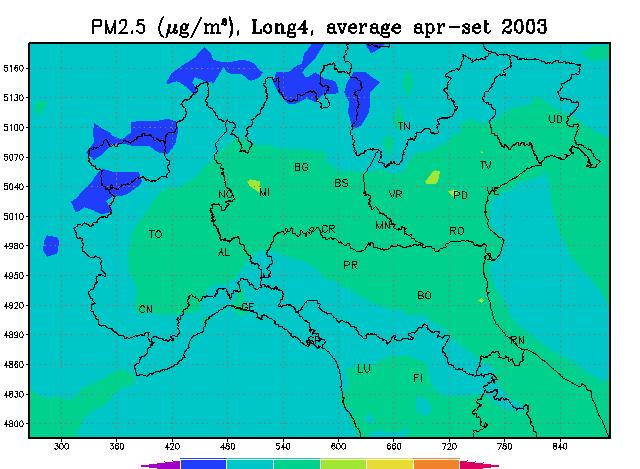 PM2.5 medio 5-10 10-15 5-10 5-10 15-20 10-15 2 5 10 15 20 25 30 PM2.5 medio [μg/m 3 ] aprile-settembre 2 5 10 15 20 25 30 PM2.