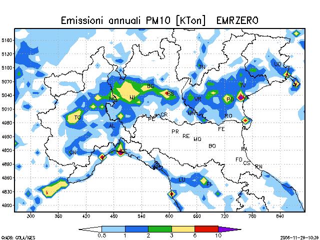 Scenari emissivi, PM10 Riduzione percentuale totale CO NMVOC NH3 NOX PM SO2 6% 32% 1% 28% 34% 54% CLE 2010: Riduzioni delle emissioni su tutta