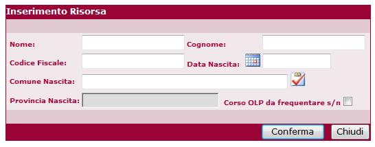 Dopo aver individuato il nome dell OLP cercato, premere la casella nella colonna Assegna Risorsa.