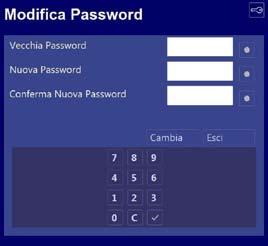 Impostazioni Per modificare la password occorre innanzitutto inserire quella precedentemente impostata (nel caso della