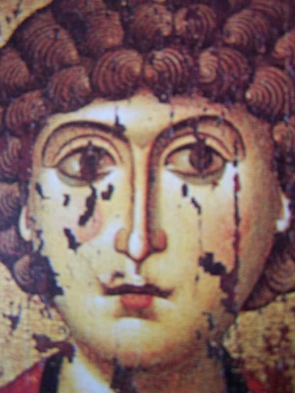 Un esempio interessante a questo riguardo è quello del volto di San Giorgio Fronte e capelli: la parte sensibile Le narici piene di forza esprimono la passione spirituale (l odorato) 5.