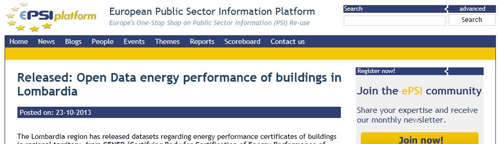 IL SISTEMA DELLA CONOSCENZA SULL ENERGIA GLI OPEN DATA Tra le buone pratiche a livello Europeo L