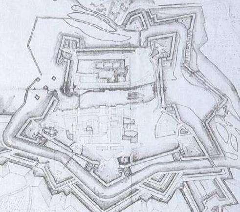 1704, Monjeutain Fortificazione di Peschiera Disegno