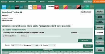 L12 TOOLOX 44 VarioRond Barre tonde di lunghezza flessibile con prezzo al pezzo Esecuzione e tolleranze: Lunghezza (taglio con sega): + 3,0 / - 0 mm Diametro: + 3,0 / - 0 mm Range di diametri: 20-300