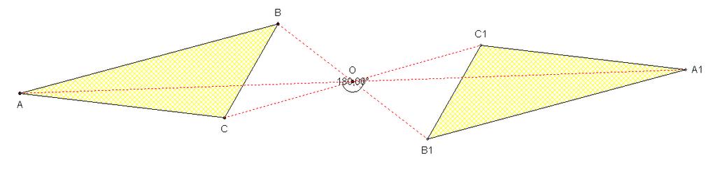 3. La simmetria centrale Una simmetria centrale è una rotazione del triangolo ABC di 180 rispetto al centro di simmetria O.