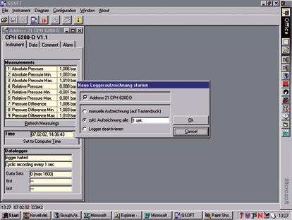 Funzionamento semplice con toolbar intuitive I dati scaricati dai portatili di temperatura e pressione (CTH6200) possono essere visualizzati in un unico grafico (due assi y separate) Il grafico