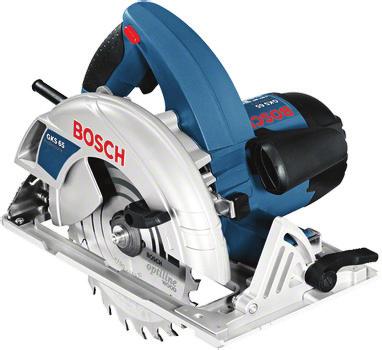 UTENSILI ELETTRICI BOSCH sega circolare gks 65 Il potente motore garantisce un elevata capacità di taglio su qualsiasi tipo di legno e materiale plastico.