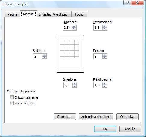 Excel 2007 ha introdotto un nuovo metodo per l impostazione dei margini: lo strumento Margini presente sulla scheda Layout di pagina della barra multifunzione.