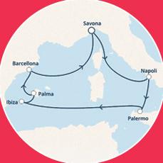 Fascinosa, 8 giorni - 7 notti Imbarco a Savona, Napoli e Palermo maggio giugno luglio agosto