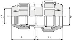 ASTORE BLU 512 MANICOTTO RIDOTTO DxD1 L1 L2 Z g Ref. Pack Box Euro 20x16 40 50 4 54 GQ.512.20A.00 20 260 2,75 25x20 50 57 4 81 GQ.512.25B.