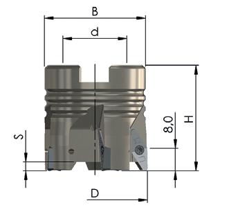 TIPO B28 PER LA LAVORAZIONE DELL'ALLUMINIO FRESE CON ATTACCO A MANICOTTO ALU Codice D H d B S Z MS 90PP-032-428-4 32 35 16 30 3,7 4