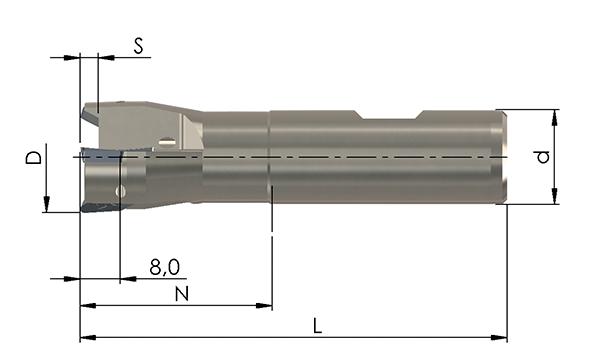 3,7 5 MS-10x25-912 MS= Vite centrale di fissaggio FRESE A GAMBO WELDON Codice D L d N S Z 90PP-14-24-428-2 14 70 12 24,7 3,7 2