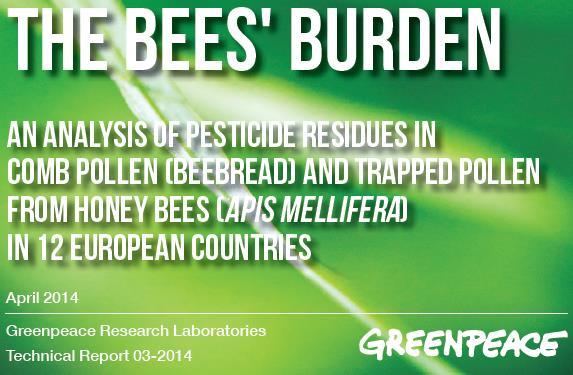 Rischio alimentare da residui di pesticidi nel polline Monitoraggio Greenpeace Uno studio condotto in 12 Paesi europei nel corso degli anni