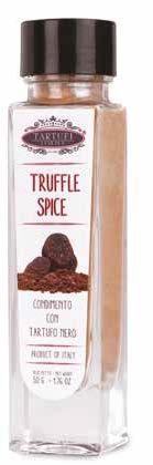 - Truffle Spice Condimento con Tartufo Nero: Polvere di Carrube, Tartufi Neri essiccati, Aroma.