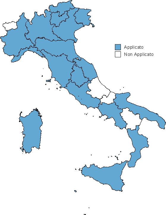 RELAZIONE AL PARLAMENTO SULLE TOSSICODIPENDENZE CONSUMO DI DROGA Figura I.1.57: Applicazione dell Accordo Stato Regioni del 18.09.2008 anno di rilevazione 2010 Fonte: Elaborazione RFI e DPA I.1.3.