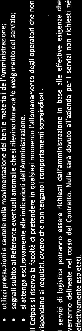 utilizzi precauzioni e cautele nella movimentazione dei beni e materiali dell Amministrazione; segnali subito al Referente eventuali anomalie che si rilevino durante lo svolgimento del servizio; si