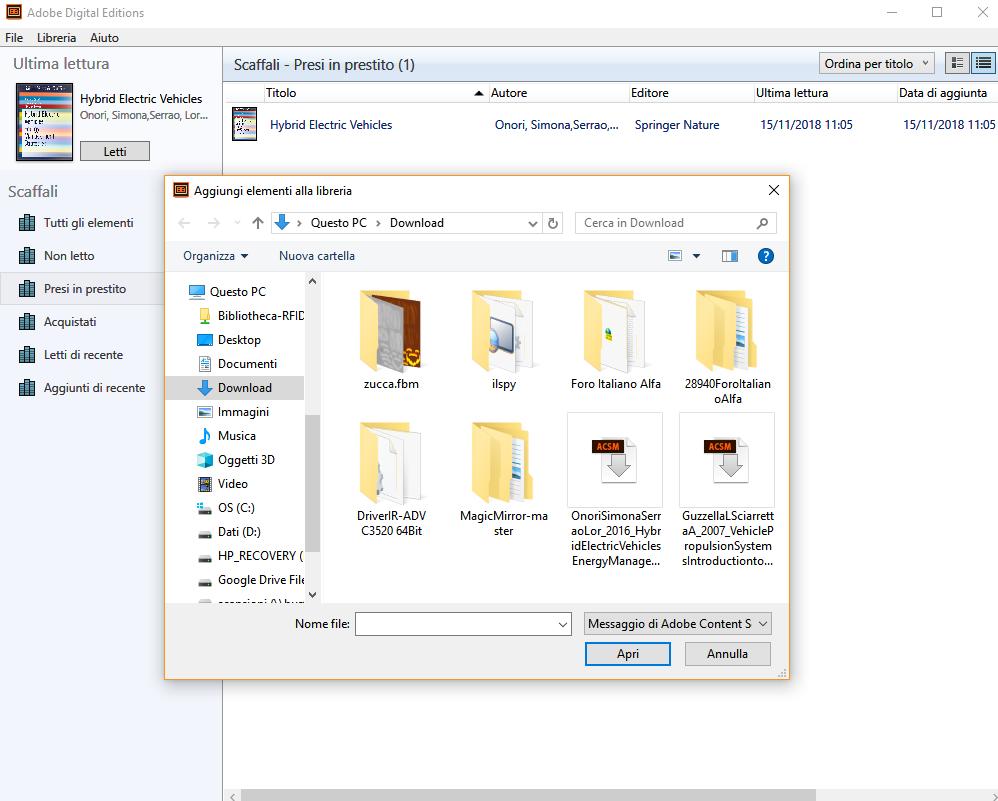 Ebook DRM: aggiungere a Digital Editions Il file scaricato non è il libro, bensì un file nomelibro.