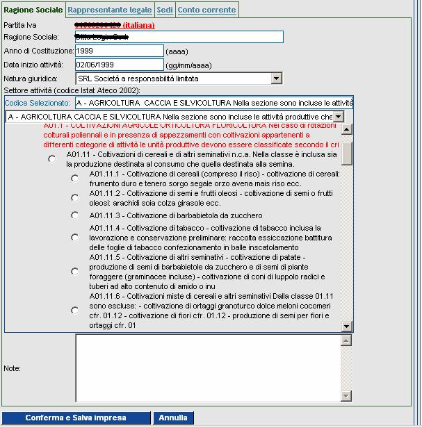 Codice ISTAT Se il codice ISTAT non risulta inserito