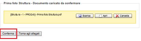 Figura 36: Documenti da allegare previsti Dopo aver caricato il documento è necessario confermarlo cliccando su Conferma.