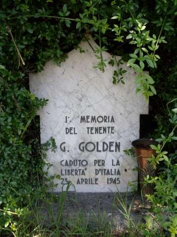 In Memoria del Tenente G Golden Il monumento è costituito da una lastra di marmo bianco con epigrafe in bronzo. L'inaugurazione risale all'immediato dopoguerra. «IN MEMORIA DEL TENENTE G.