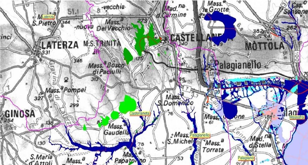 Pericolosità idraulica e geomorfologica da PAI Puglia e PGRA Portate di Piena