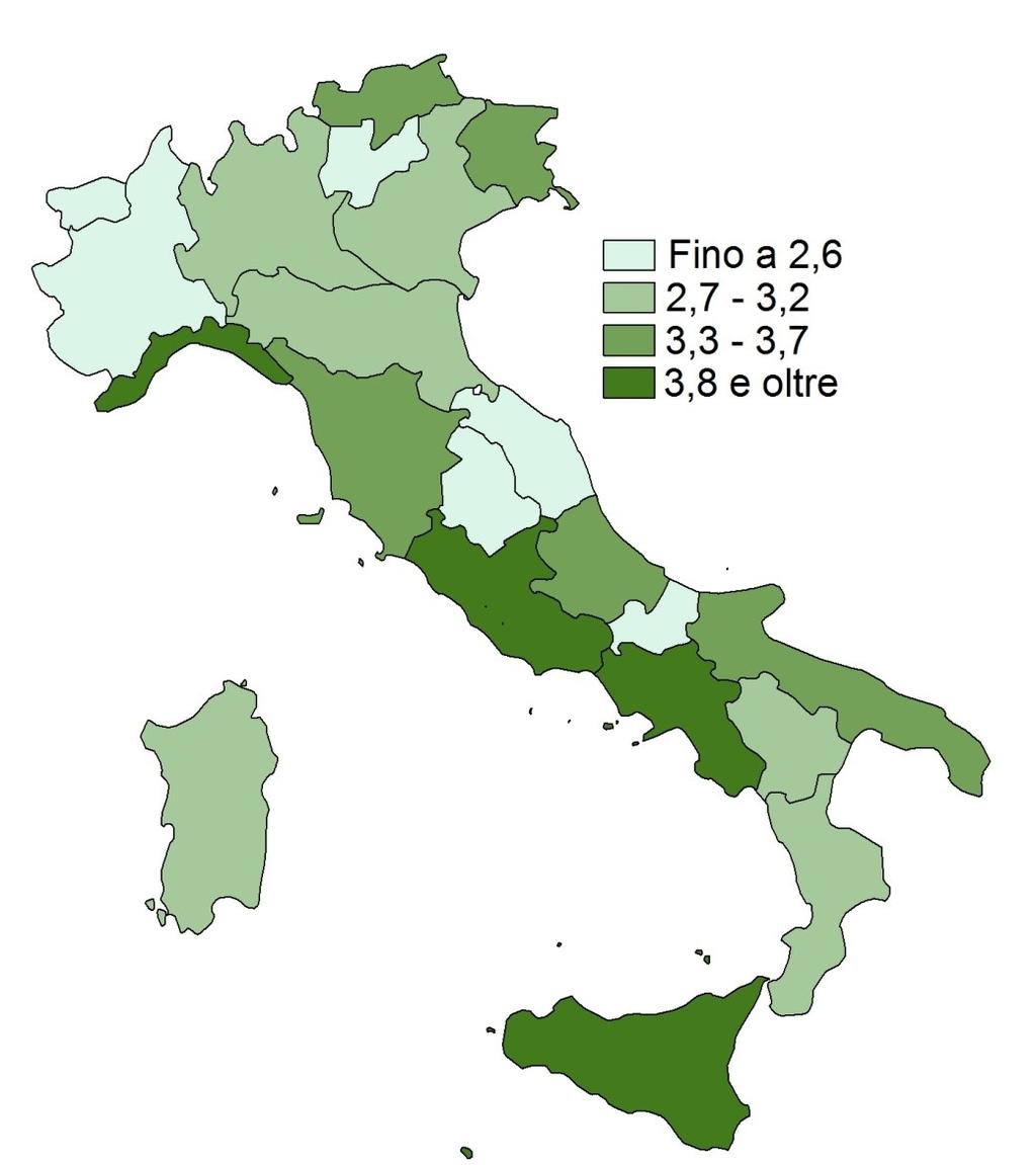 TUTTAVIA ESISTONO CONSIDEREVOLI DIFFERENZE TRA LE REGIONI TASSO DI