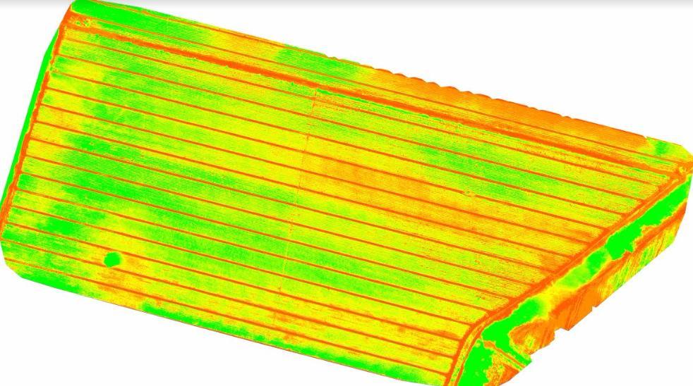 Droni il futuro è già oggi Termografia su di un campo di ha 15 notare le aree a temperatura più elevata e quelle dove è avvenuto il maggiore