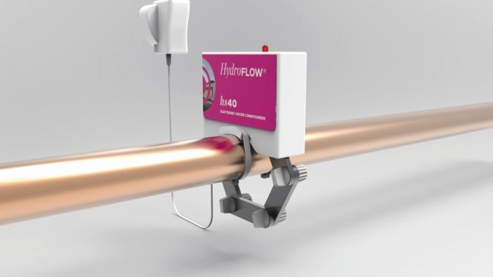 HYDROFLOW HS40 - Tubo diametro esterno max 63 mm - Installazione attorno alla tubazione, non sono richiesti interventi meccanici - Protezione dalle incrostazioni di calcare nelle vasche ornamentali -