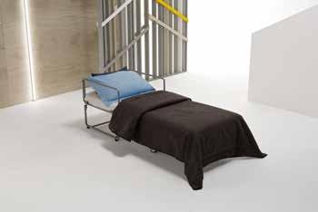 The sleeping area is realized with an electrically welded frame. Upholstery : differentiated density polyurethane foam, produced and assembled according with the CEE standards.
