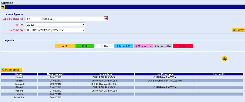 Una sintesi delle pianificazioni già inserite è mostrata ricercando la singola programmazione di sala.