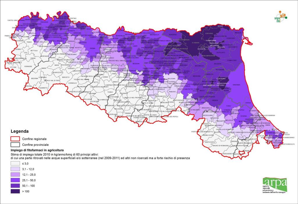 Stima di impiego comunale in kg/anno/km 2