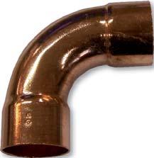 1/4" urva rame femmina-femmina urva rame femmina-femmina - a saldare - di grosso spessore per climatizzazione/ refrigerazione - misure in pollici - Prodotto  opper female-female pipe bend opper