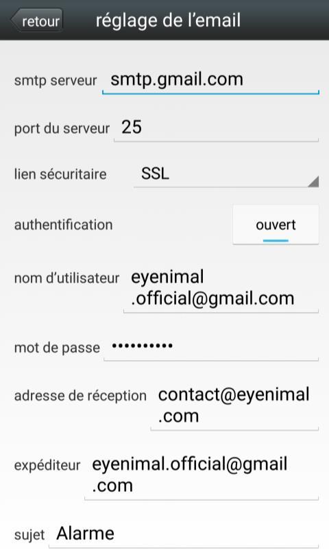 Ricevere notifiche e-mail Selezionare Impostazioni e-mail Immettere il server SMTP del mittente Immettere la porta del server Selezionare