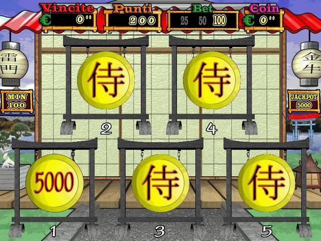 Fig. 2 (Fase bonus) SAMURAI Il giocatore sceglie quale parte del paravento potrebbe nascondere il samurai.