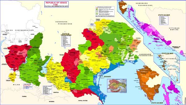 Un territorio plurale Suddivisione amministrativa del Commonwealth marciano Stato da Mar Di lunga durata: Istria, Dalmazia, Albania, Jonie, Morea, Candia Di breve durata: Cipro