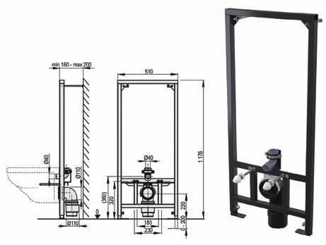 Telai di montaggio F110 per muratura Telaio per lavabo F200 per muratura Telaio di montaggio