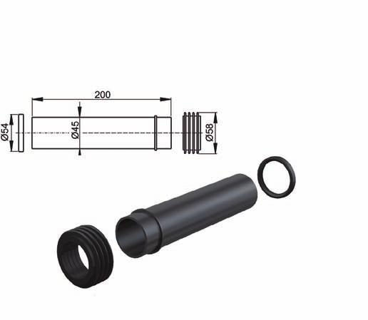 innesto + tubo di scarico + guarnizione 45 58 25 M147