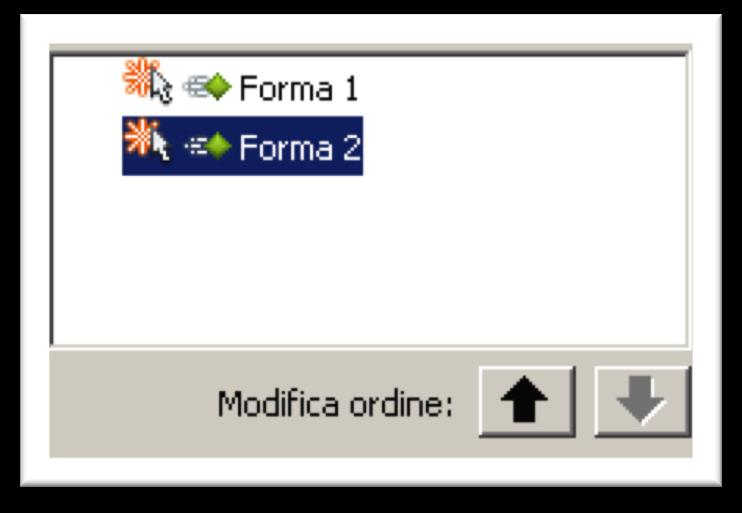Per cambiare l ordine delle animazioni (nel caso in cui una diapositive ha più animazioni): nel panello a destra (Animazione personalizzata), cliccare sui pulsanti accanto a Modifica ordine Stampare